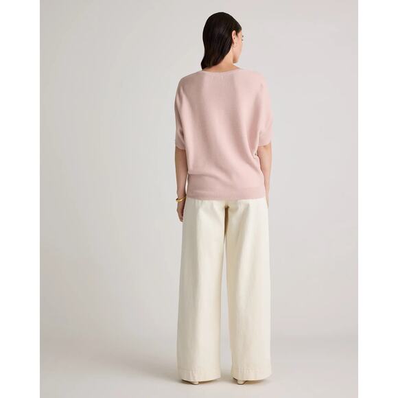 Quince Lightweight Cotton Cashmere Link-Stitch Dolman Sweater Sugar Stone XL NWT - Picture 6 of 13